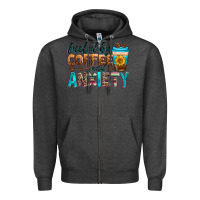 Charcoal Heather fueled by coffee and anxiety Zipper Hoodie - Zillion Design Studio