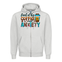 Dove Grey fueled by coffee and anxiety Zipper Hoodie - Zillion Design Studio