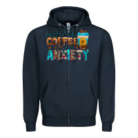 Navy fueled by coffee and anxiety Zipper Hoodie - Zillion Design Studio