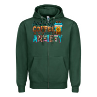 Sports Green fueled by coffee and anxiety Zipper Hoodie - Zillion Design Studio