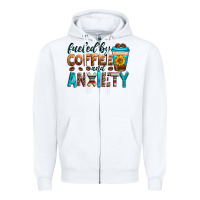 White fueled by coffee and anxiety Zipper Hoodie - Zillion Design Studio
