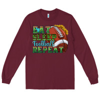Burgundy eat sleep football repeat Long Sleeve Tee - texasbilliewilder