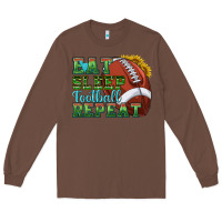 Chestnut eat sleep football repeat Long Sleeve Tee - texasbilliewilder