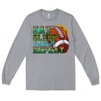 Heather Grey eat sleep football repeat Long Sleeve Tee - texasbilliewilder