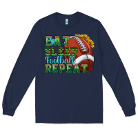 Navy eat sleep football repeat Long Sleeve Tee - texasbilliewilder