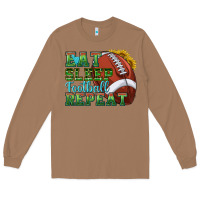 Toasted Coconut eat sleep football repeat Long Sleeve Tee - texasbilliewilder