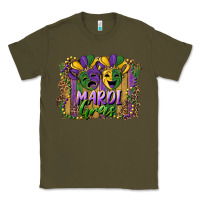 Army Green mardi gras mask with leopard background Classic Tee - RanaPortraitStore
