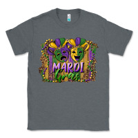 Charcoal Heather mardi gras mask with leopard background Classic Tee - RanaPortraitStore