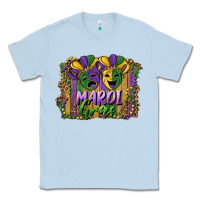 Dusty Blue mardi gras mask with leopard background Classic Tee - RanaPortraitStore