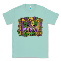 Seafoam mardi gras mask with leopard background Classic Tee - RanaPortraitStore