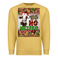 Antique Gold Christmas Ho Ho Ho Heifer Premium Sweatshirt - Artiststas