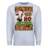 Heather Grey Christmas Ho Ho Ho Heifer Premium Sweatshirt - Artiststas
