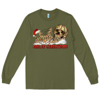 Army Green Merry christmas skeleton Long Sleeve Tee - RanaPortraitStore