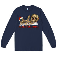 Navy Merry christmas skeleton Long Sleeve Tee - RanaPortraitStore