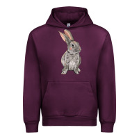 Mauve Wine Easter bunny Urban Hoodie - NancyCooperArtShop