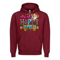 Burgundy drink happy thoughts Zipper Hoodie - Zillion Design Studio