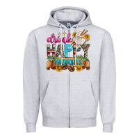 Heather Grey drink happy thoughts Zipper Hoodie - Zillion Design Studio