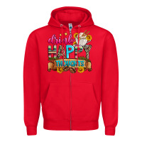 Red drink happy thoughts Zipper Hoodie - Zillion Design Studio