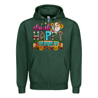 Sports Green drink happy thoughts Zipper Hoodie - Zillion Design Studio