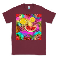 Burgundy fruits leopard tie dye seamless pattern Classic Tee - Zillion Design Studio