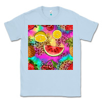 Dusty Blue fruits leopard tie dye seamless pattern Classic Tee - Zillion Design Studio