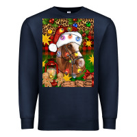 Navy Christmas horse Premium Sweatshirt - Artiststas