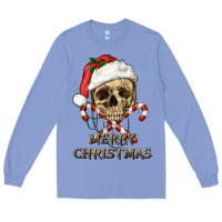 Colony Blue merry christmas skull Long Sleeve Tee - RanaPortraitStore