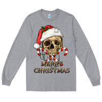 Heather Grey merry christmas skull Long Sleeve Tee - RanaPortraitStore