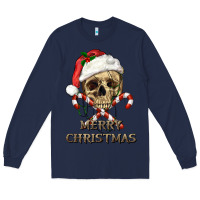 Navy merry christmas skull Long Sleeve Tee - RanaPortraitStore