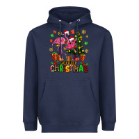 Navy flamingo merry christmas Heavyweight Hoodie - AdoDesignShop