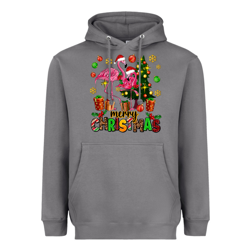 Flamingo Merry Christmas Heavyweight Hoodie by AdoDesignShop | Teevron
