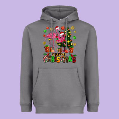 Flamingo Merry Christmas Heavyweight Hoodie Designed By Adodesignshop