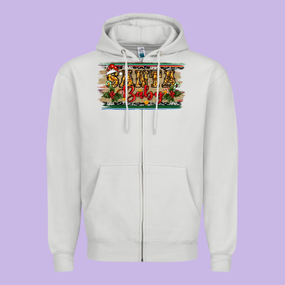 Christmas Western Santa Baby Zipper Hoodie Designed By Ranaportraitstore
