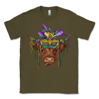 Army Green mardi gras mask highland cow Classic Tee - RanaPortraitStore