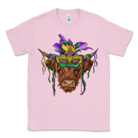 Bubblegum Pink mardi gras mask highland cow Classic Tee - RanaPortraitStore