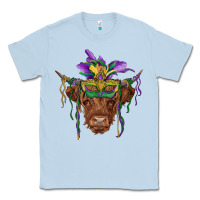 Dusty Blue mardi gras mask highland cow Classic Tee - RanaPortraitStore