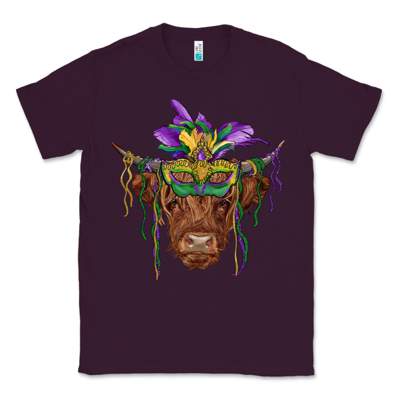 Mardi Gras Mask Highland Cow Classic Tee by RanaPortraitStore | Teevron