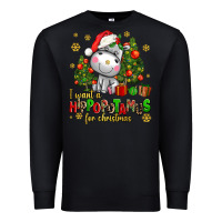 Black i want a hippopotamus for christmas Premium Sweatshirt - AdoDesignShop
