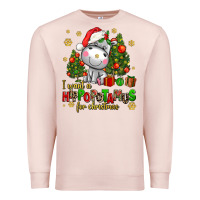 Pale Pink i want a hippopotamus for christmas Premium Sweatshirt - AdoDesignShop