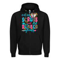 Black coffee scrubs and rubber gloves Zipper Hoodie - Zillion Design Studio