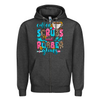 Charcoal Heather coffee scrubs and rubber gloves Zipper Hoodie - Zillion Design Studio