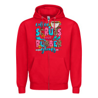 Red coffee scrubs and rubber gloves Zipper Hoodie - Zillion Design Studio