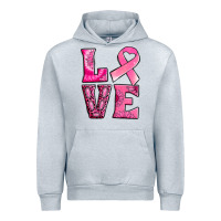 Heather Grey Breast Cancer love Urban Hoodie - NancyCooperArtShop