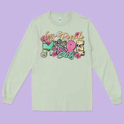 Less People More Cats Long Sleeve Tee Designed By Zillion Design Studio