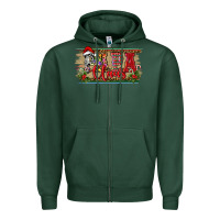 Sports Green christmas western papa claus Zipper Hoodie - RanaPortraitStore