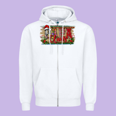 Christmas Western Papa Claus Zipper Hoodie Designed By Ranaportraitstore