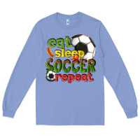Colony Blue eat sleep soccer repeat Long Sleeve Tee - texasbilliewilder