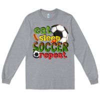 Heather Grey eat sleep soccer repeat Long Sleeve Tee - texasbilliewilder