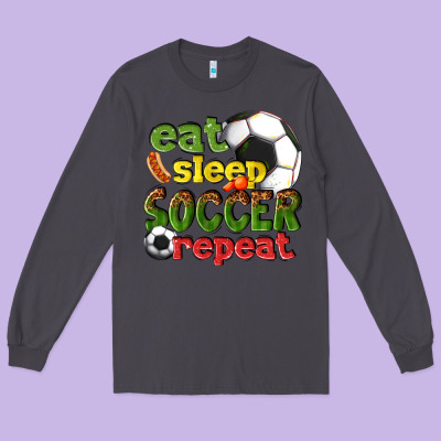 Long Sleeve Tee eat sleep soccer repeat