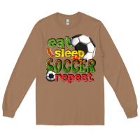Toasted Coconut eat sleep soccer repeat Long Sleeve Tee - texasbilliewilder